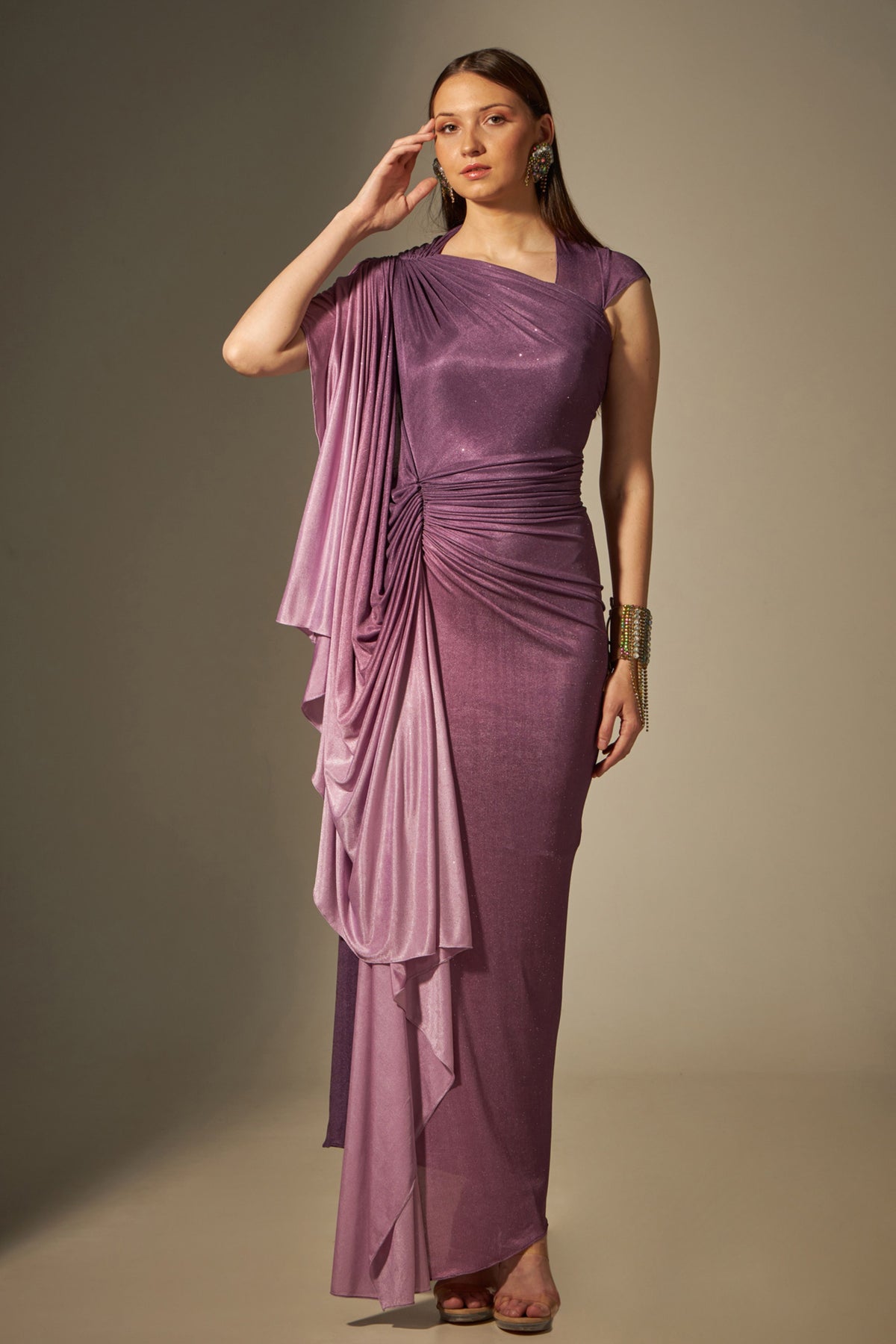 Purple Draped Gown