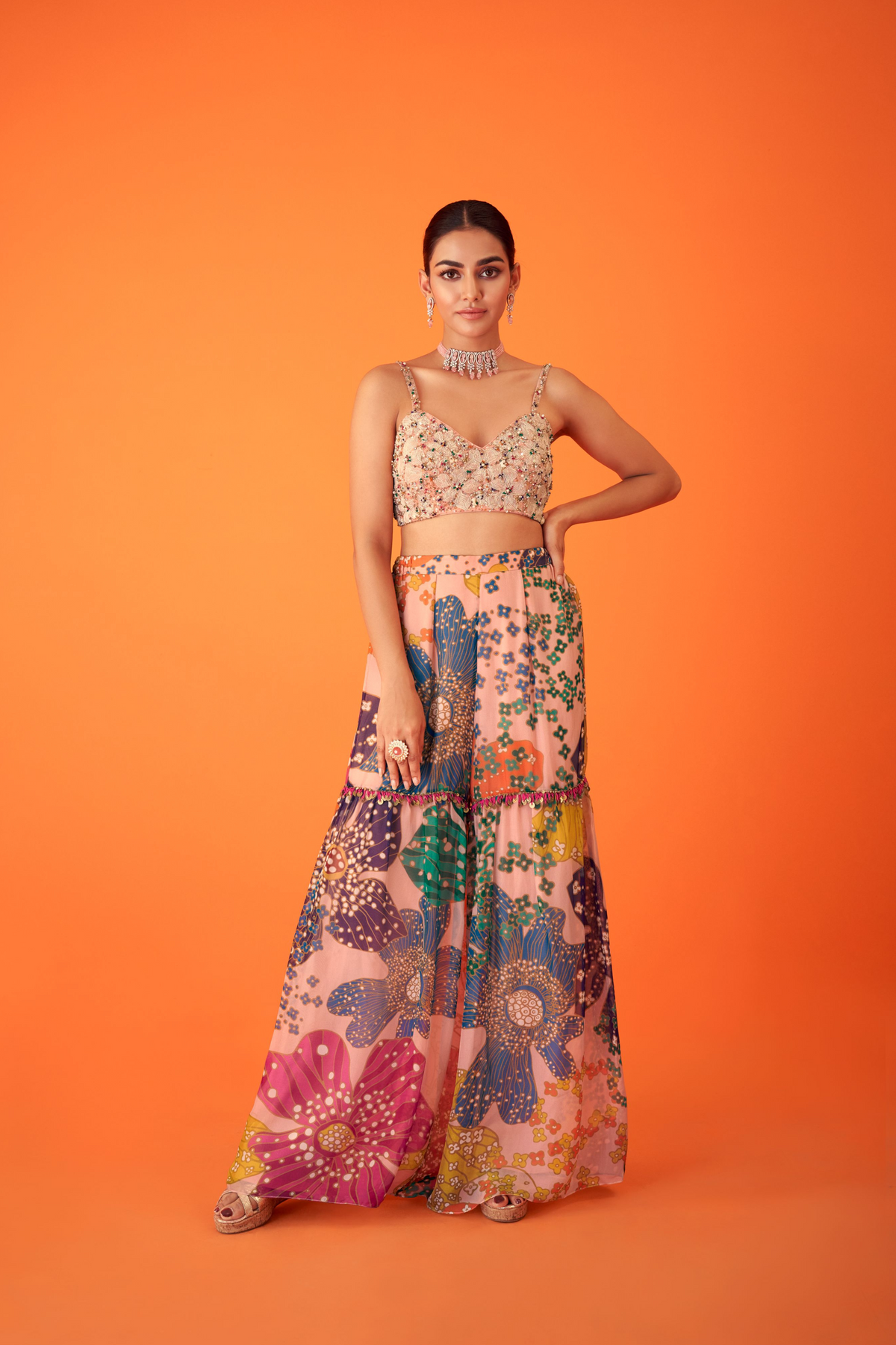 Floral Indo Western Sharara Pant Set