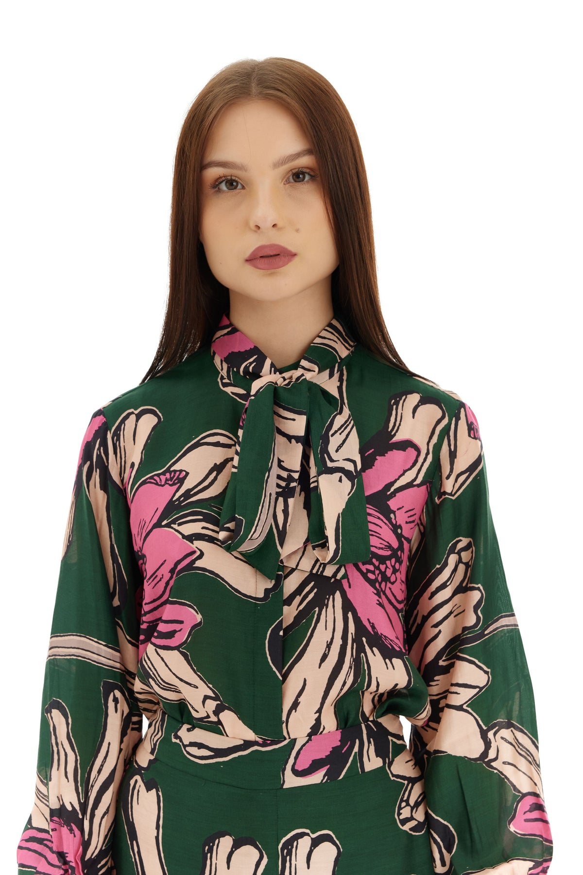 Green and Pink Floral Shirt