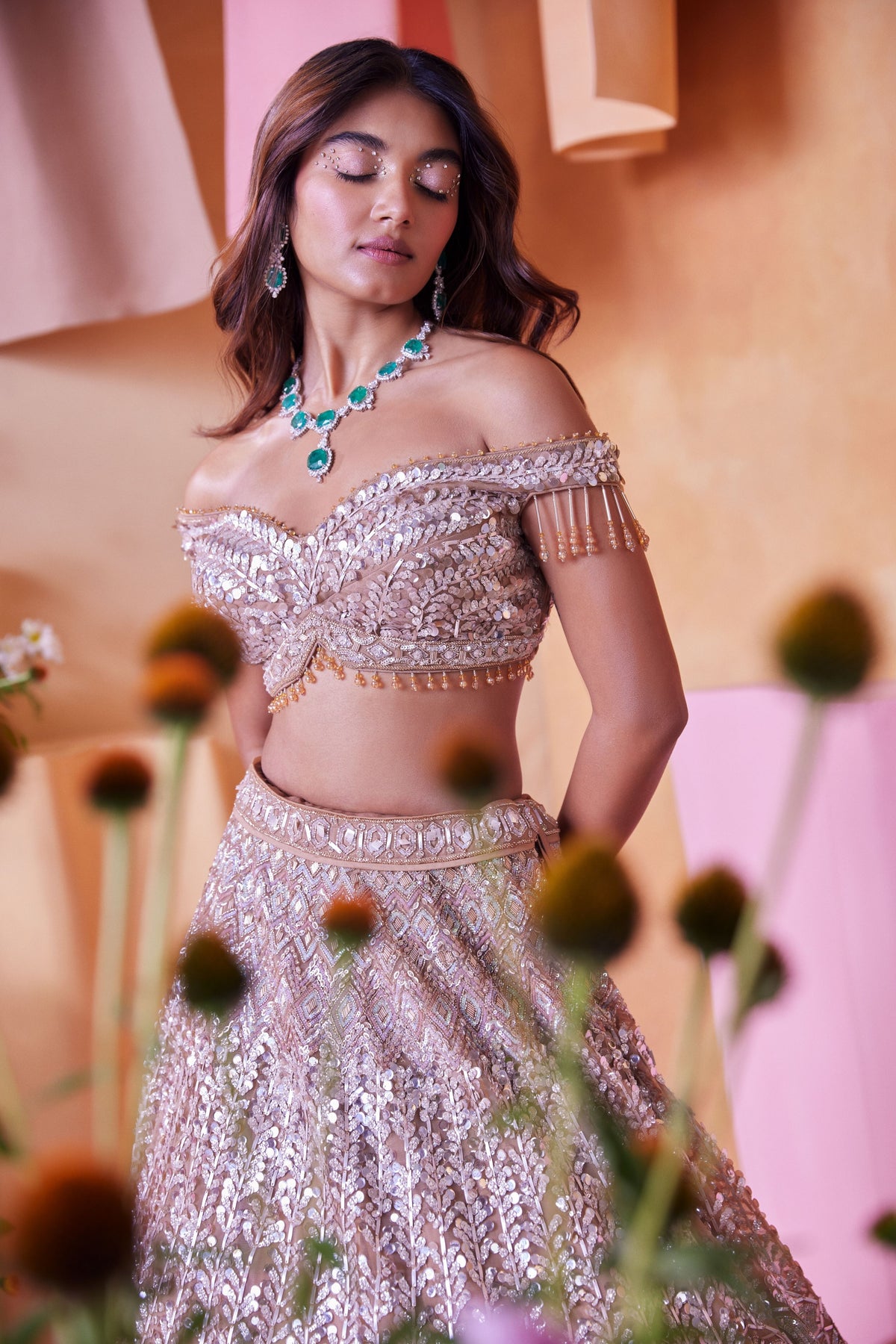 Beige Lehenga Set