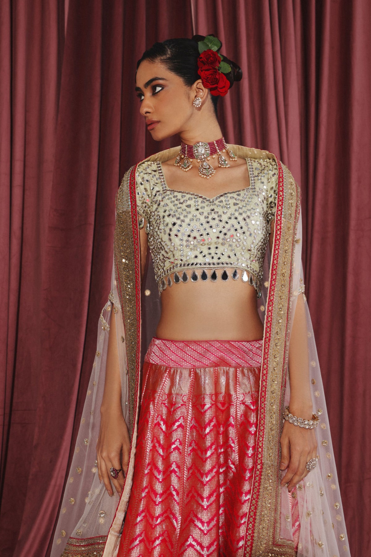 Banarasi Brocade Pink Lehenga Set