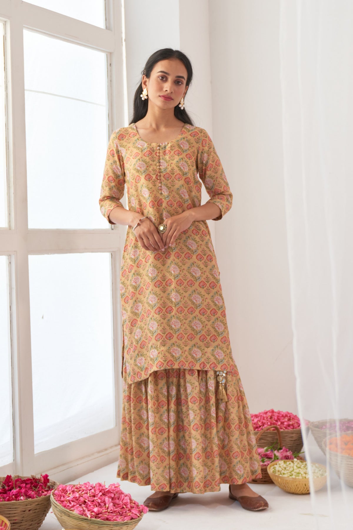 Yellow Peony Sharara Set