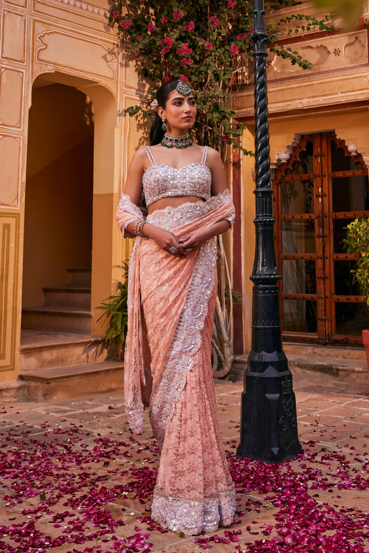 Peach Zirisa Saree Set