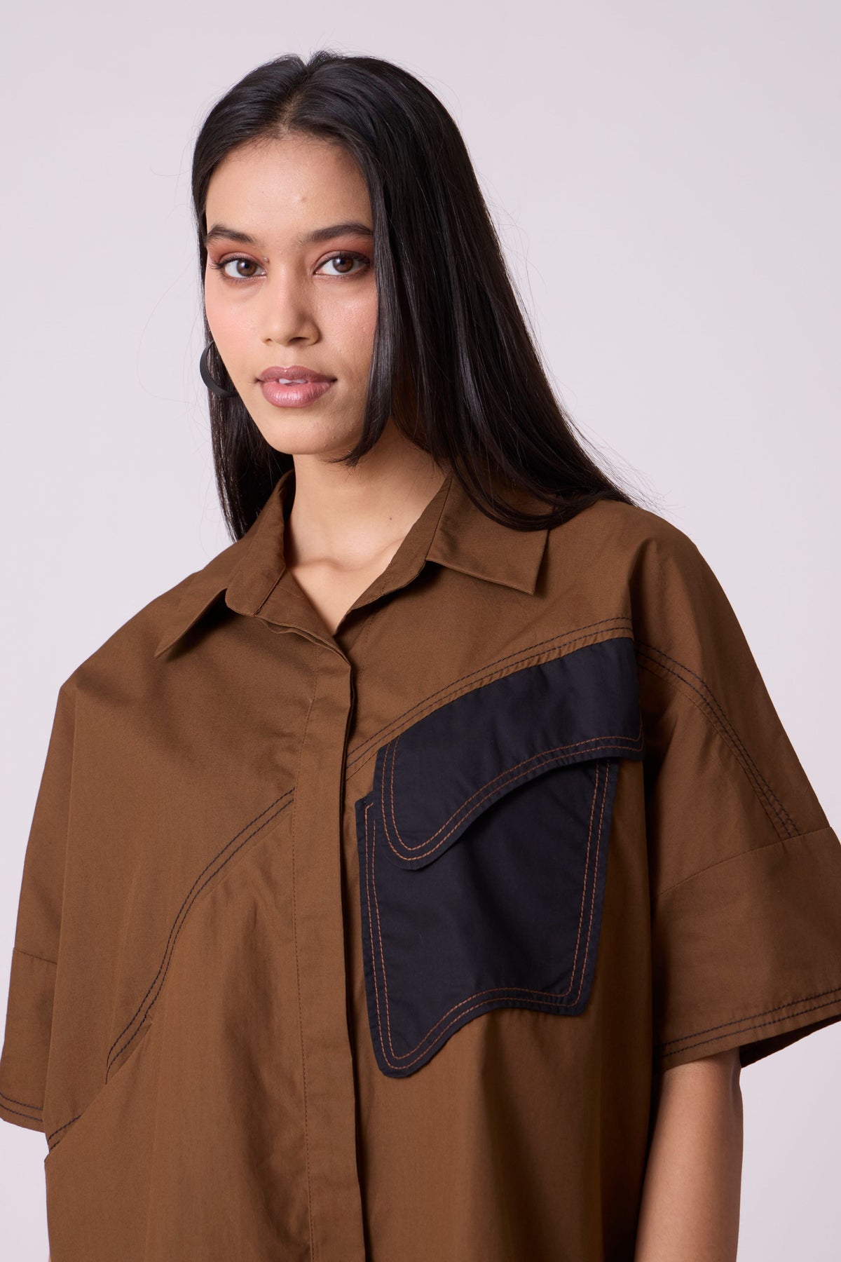 Andrea Olive Brown Shirt