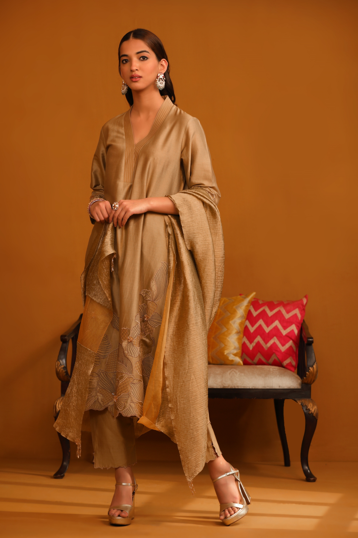 Pakeeza Applique Camel Suit Set