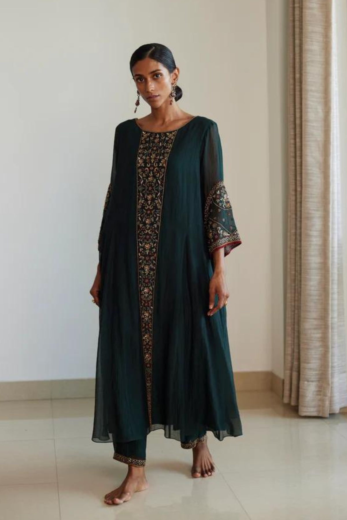 Green Adree Kurta Set