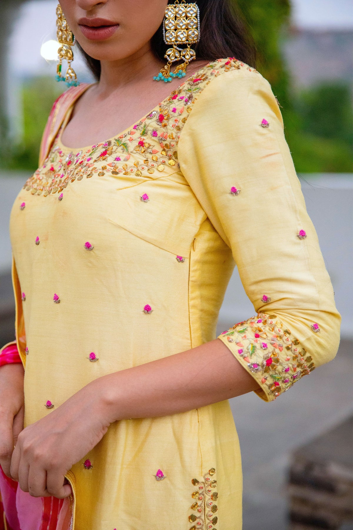 Yellow Silk Sharara Set