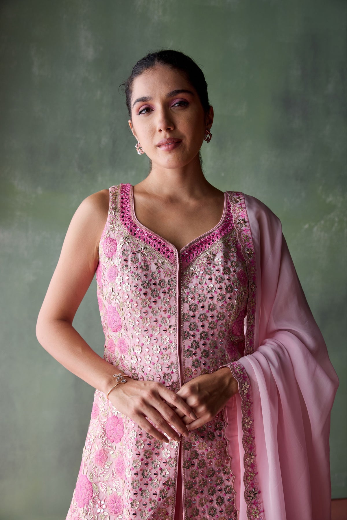 Pink Floral Sharara Set