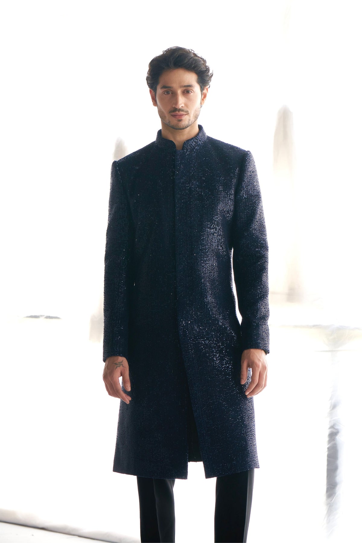 Blue Sequins Sherwani