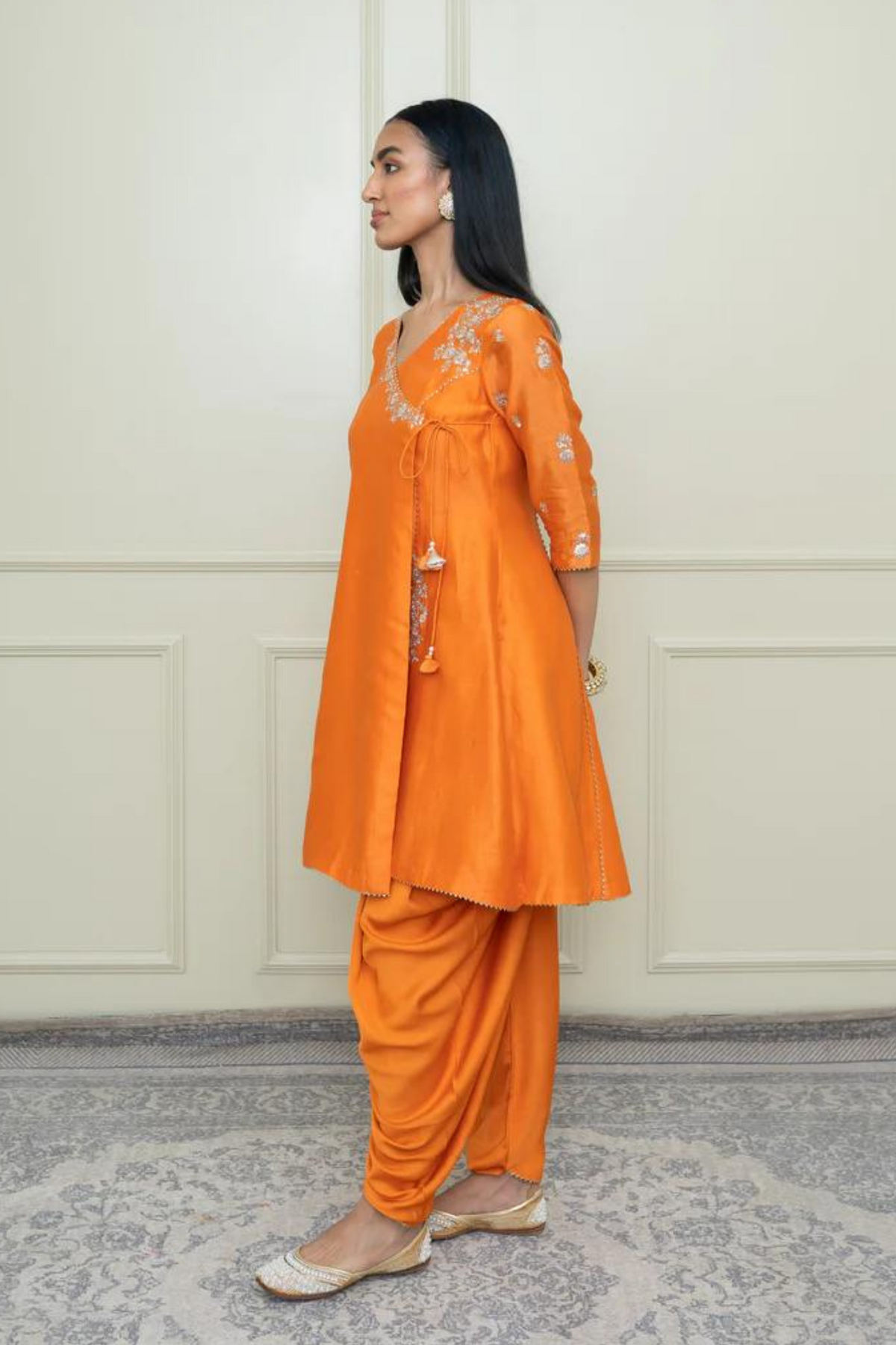 Pumpkin orange- shafira angrakha set