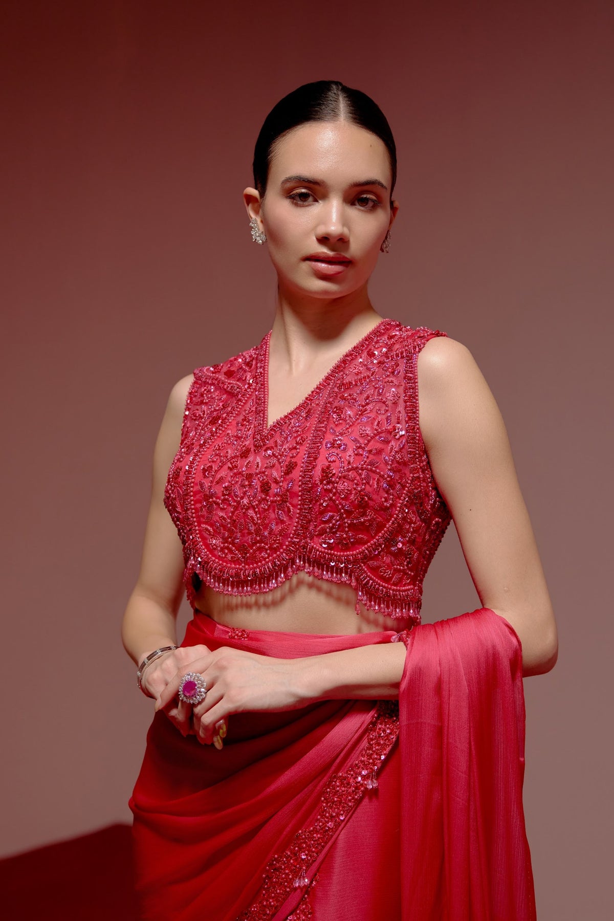 Hotpink Drape Saree