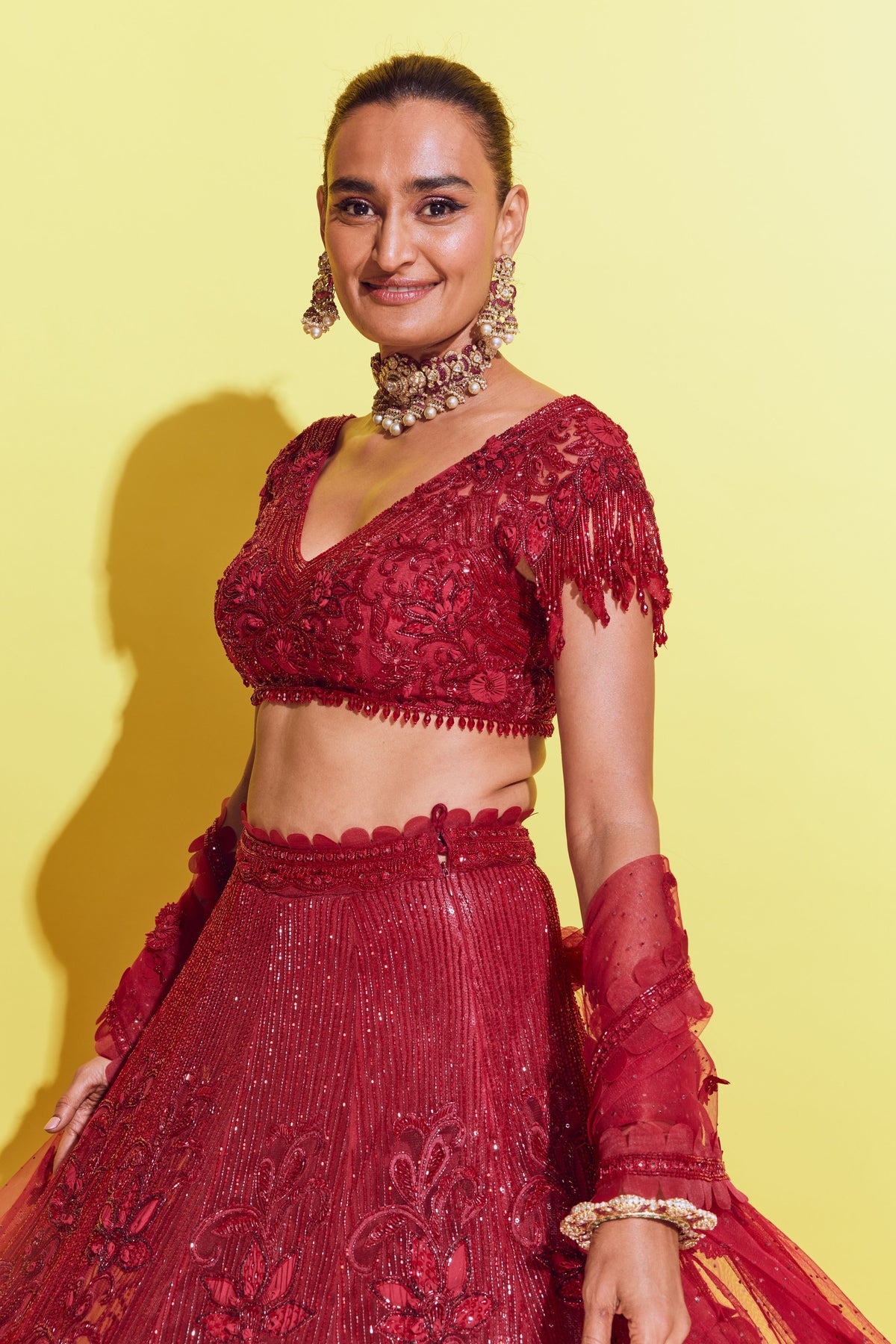 Ruby Red Lehenga Set