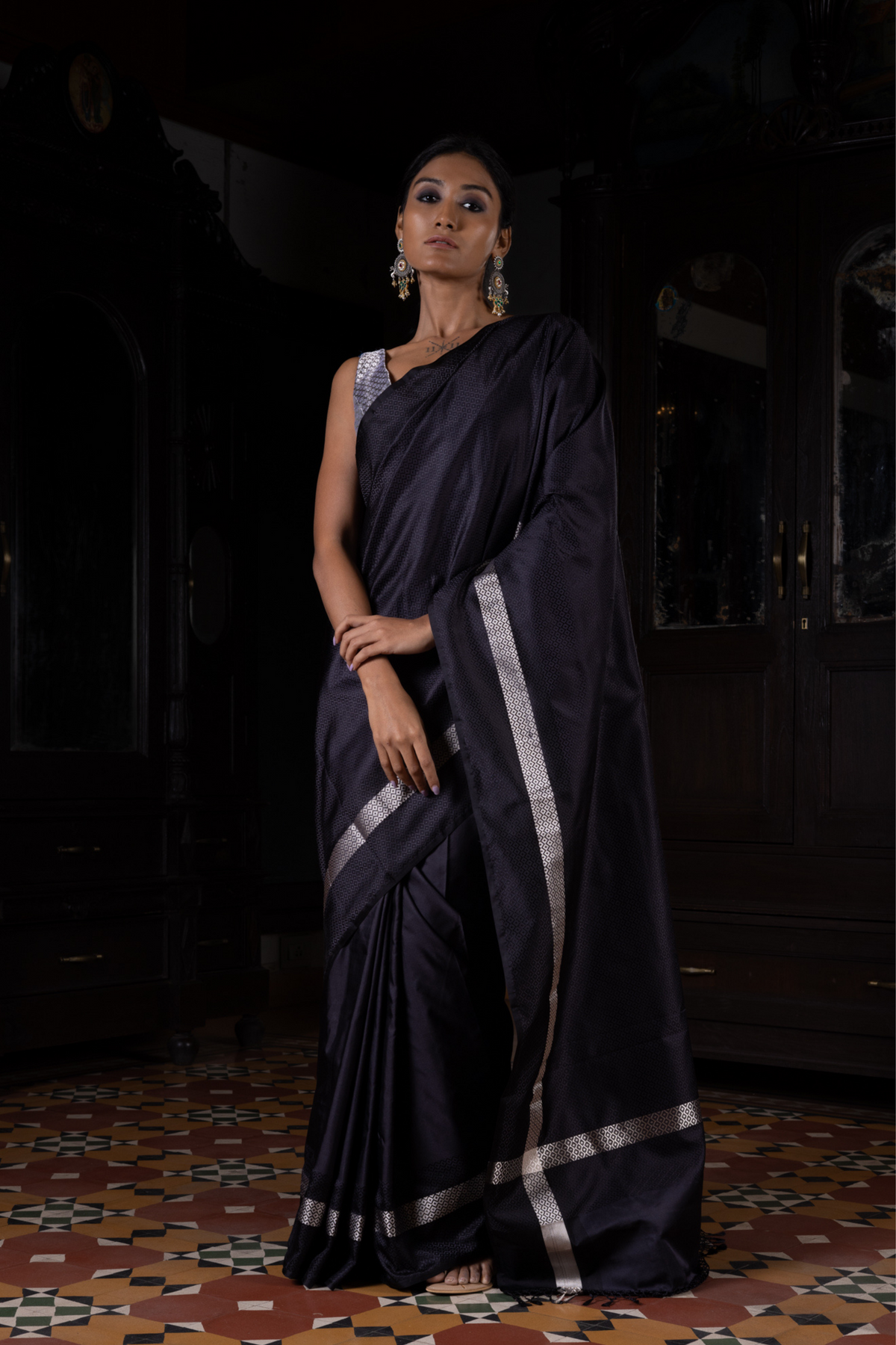 Sanjh Anchal Geometric Benarasi Handloon Sari