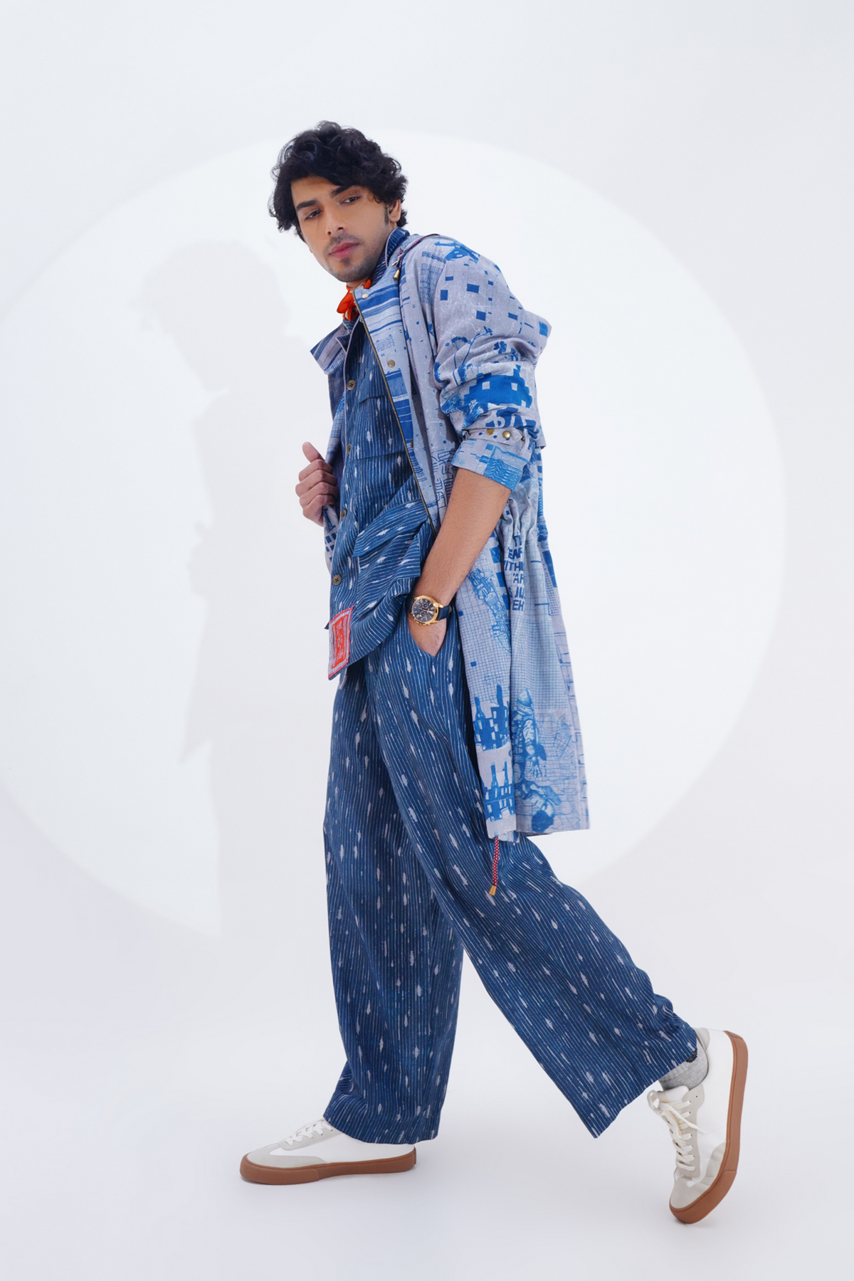 Blue Printed Trench