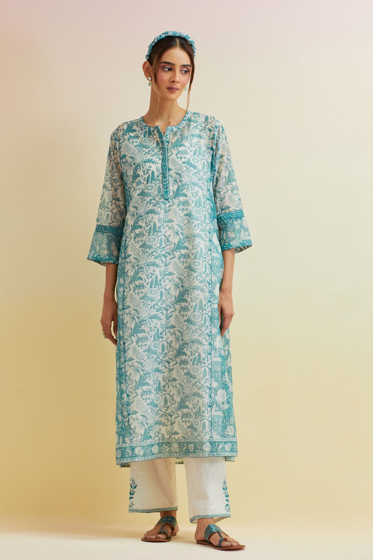 Tropical Teal Kurta Set