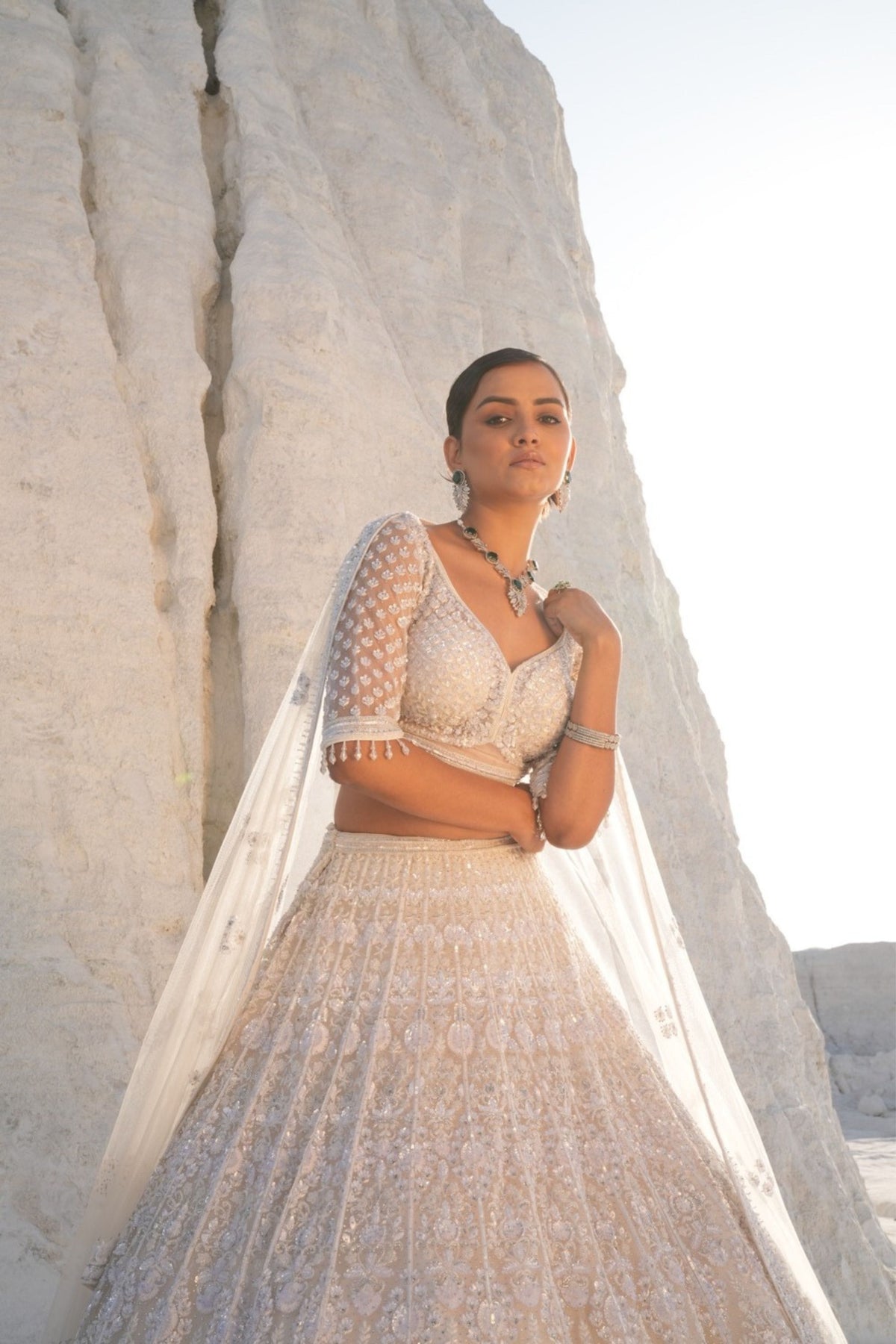 Ivory Embellished Lehenga Set