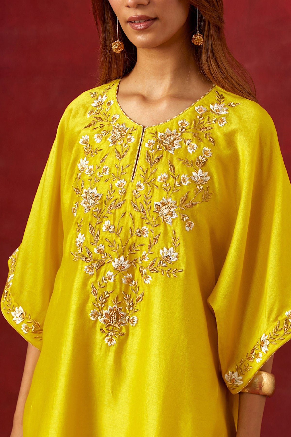 Yellow Embroidered Yoke Kurta Set