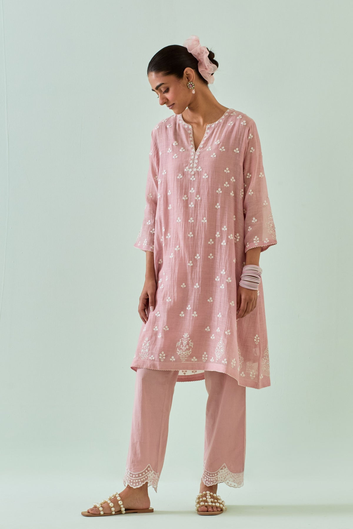 Pink Kalidar Kurta Set