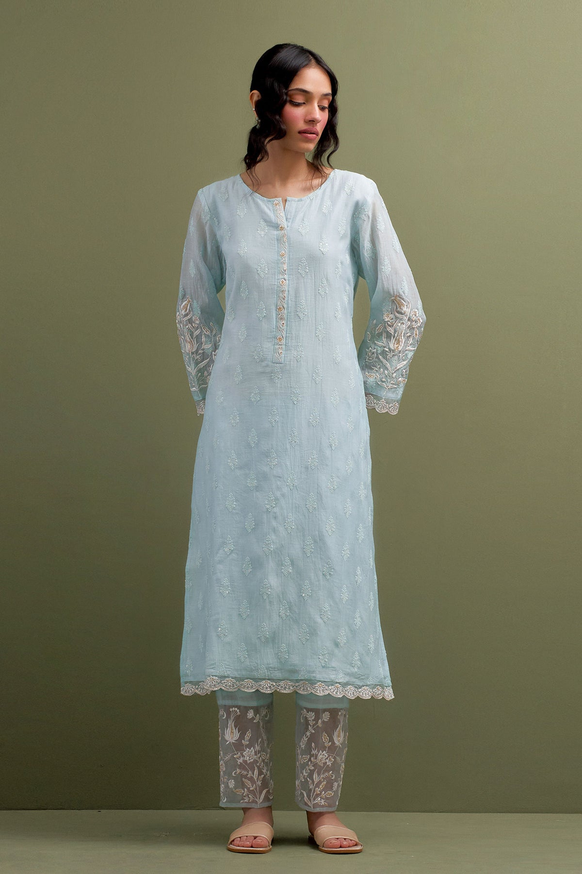 Blue Embroidered Kurta Set