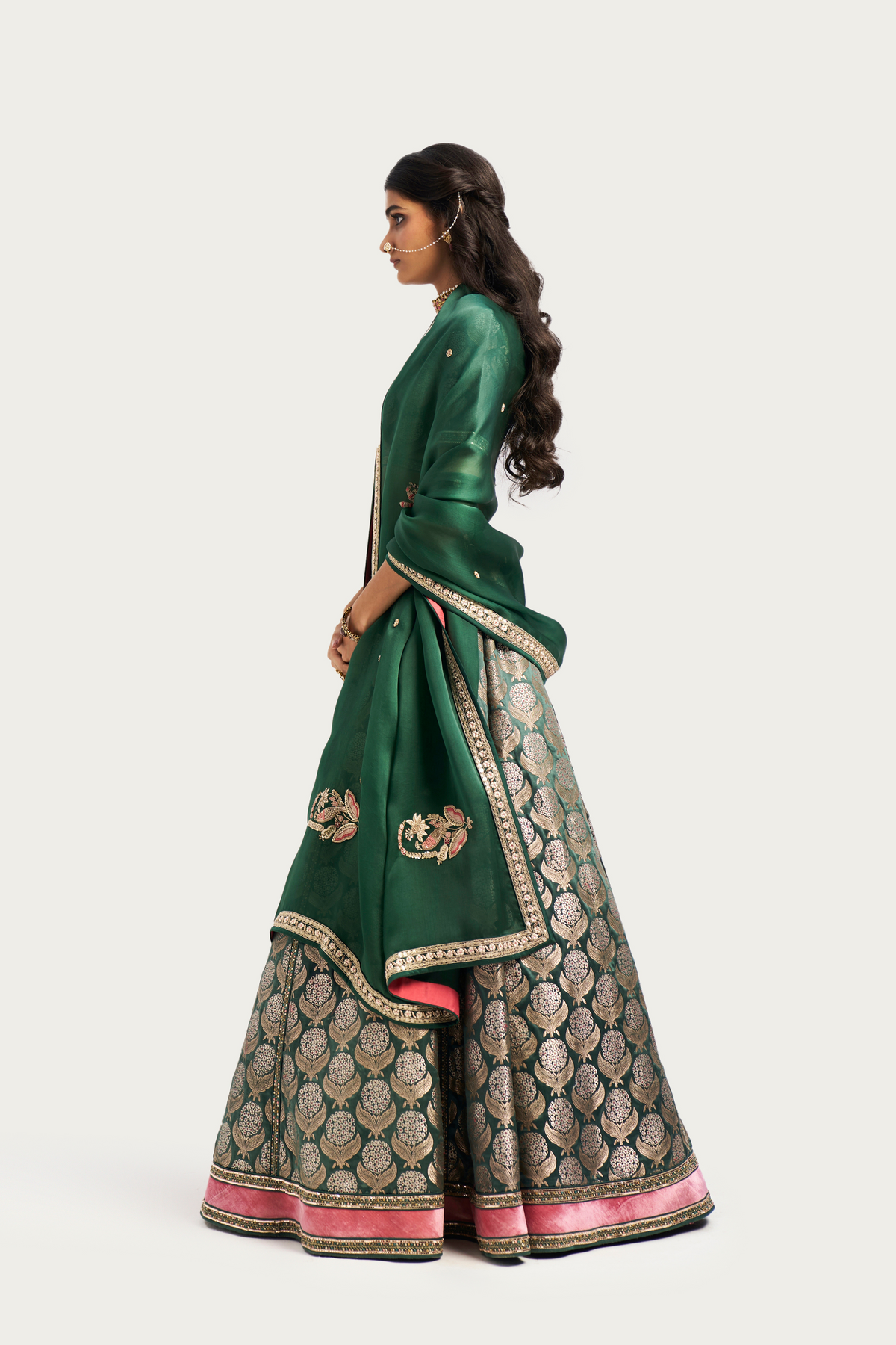 Mille fleur jade lehenga set