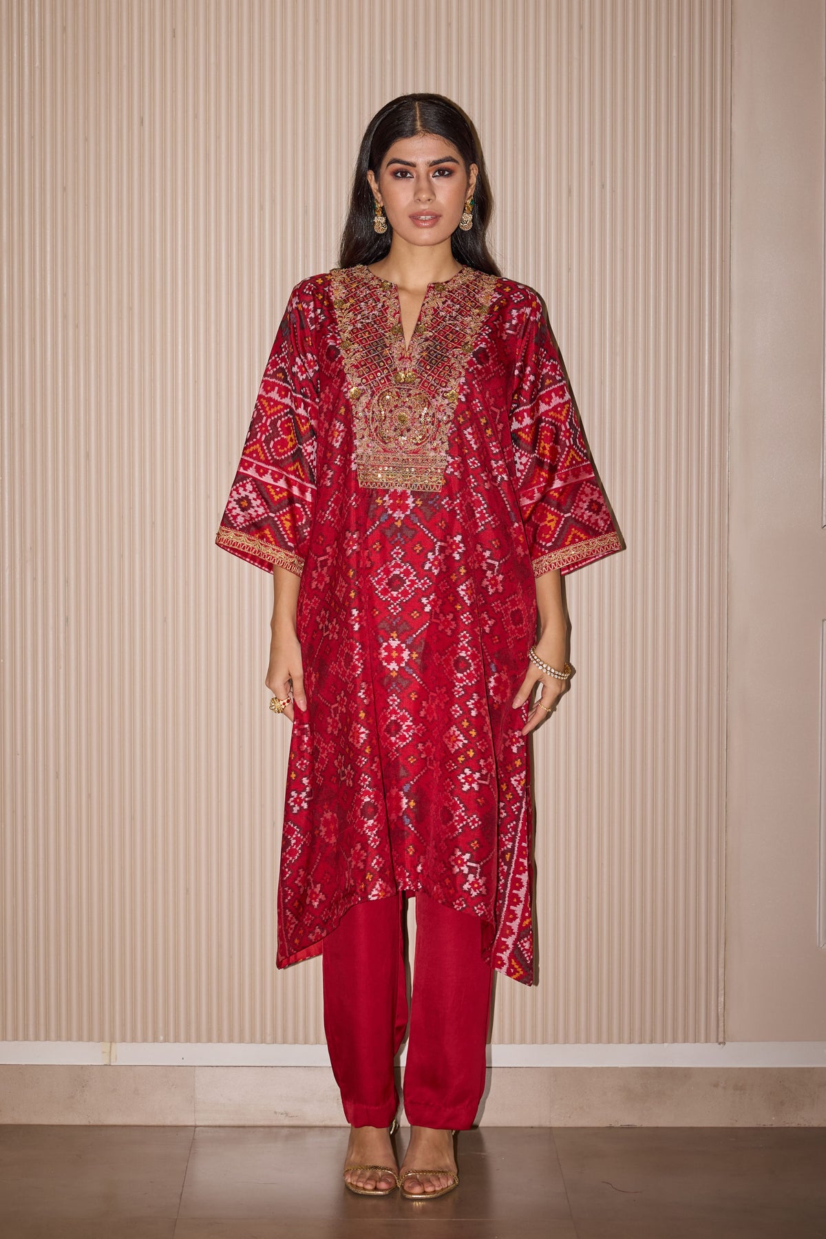 Royal Red Long Tunic Set