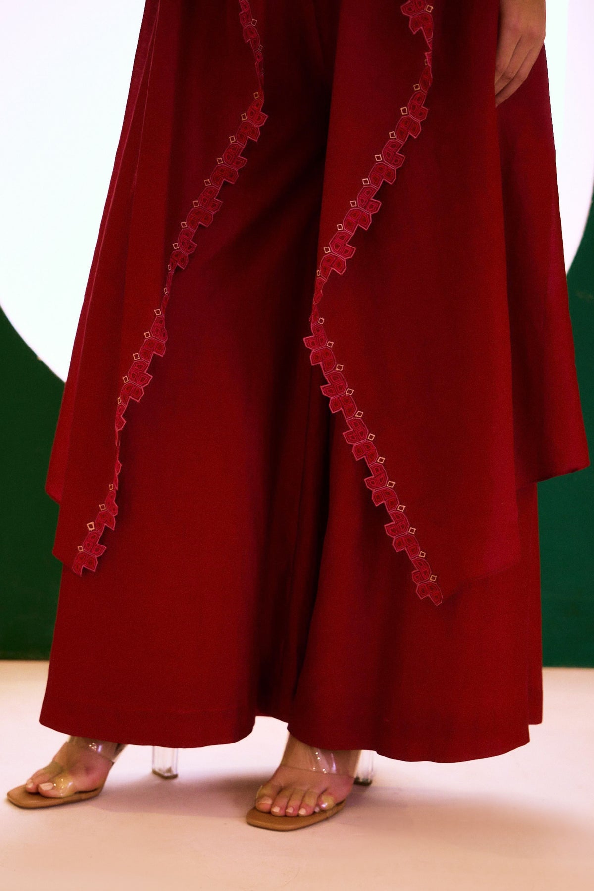 Berry Zealous Embroidered Palazzo Pants