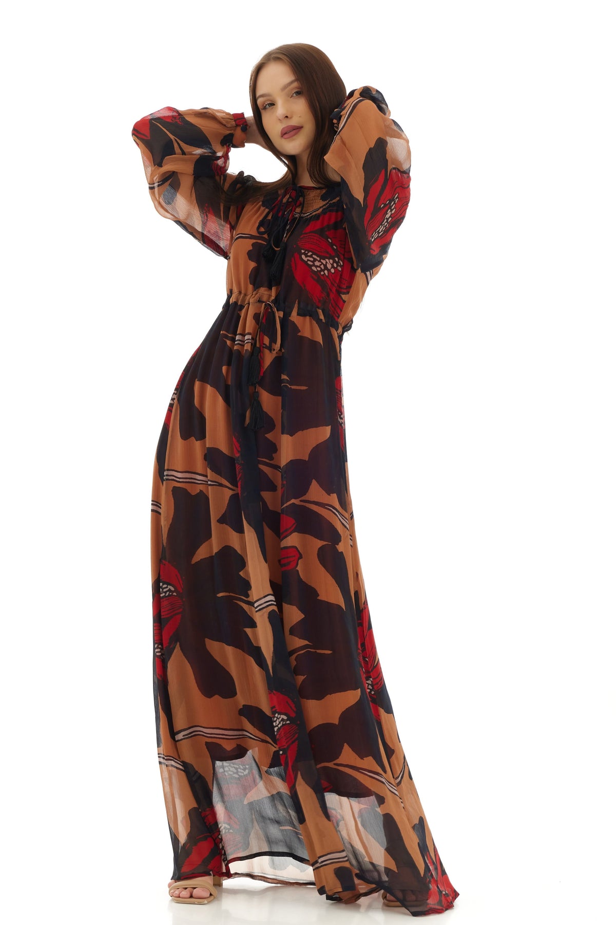 Orange and Brown Kaftan Dress