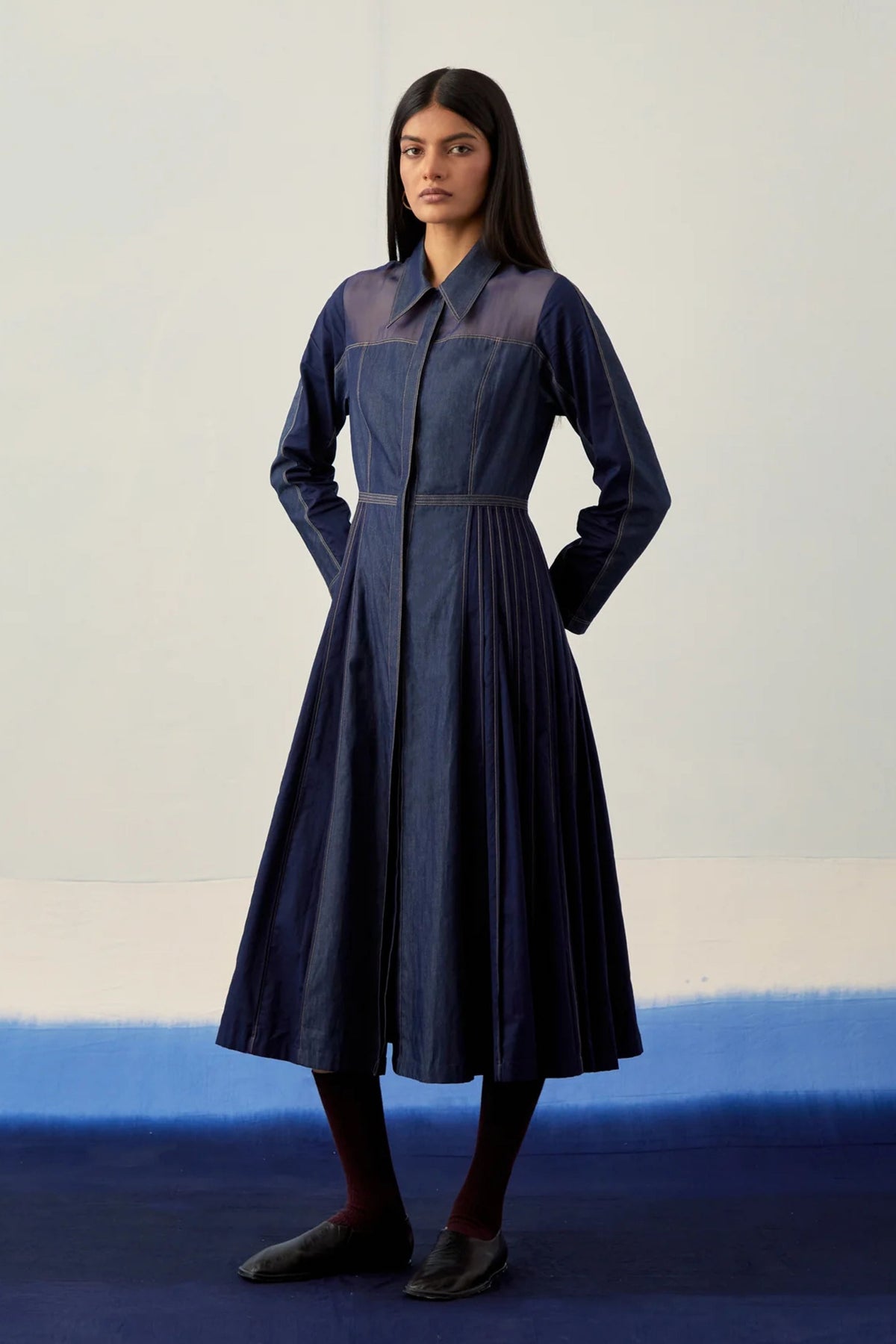 Denim Midi Shirt Dress