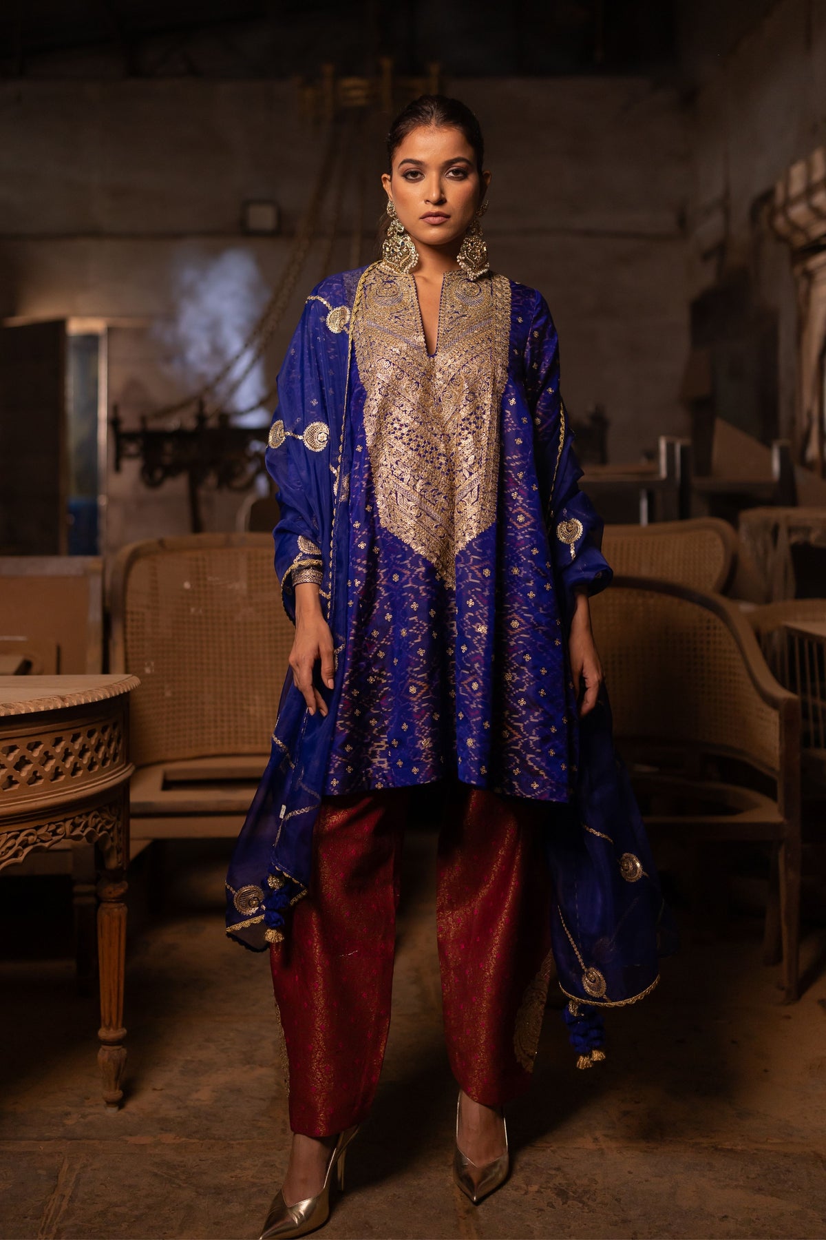 Blue Short Kurta With Salwar