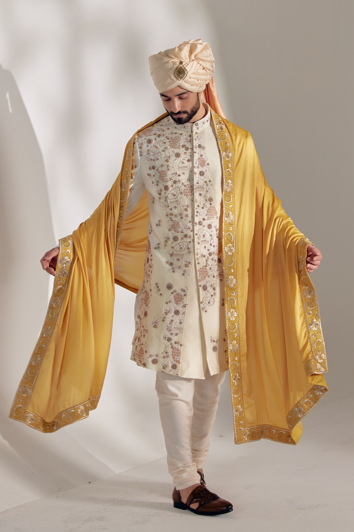 Ivory Ochre Sherwani