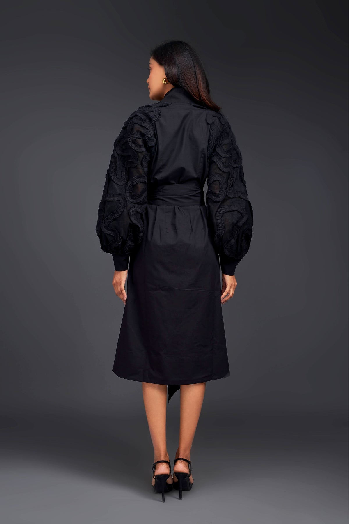 Black Midi Pleated Dress