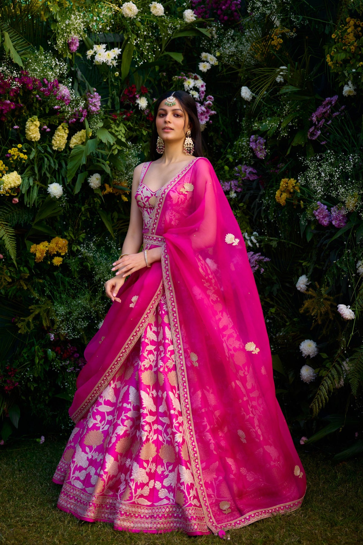 Embroidered Fuschia Pink Lehenga Set