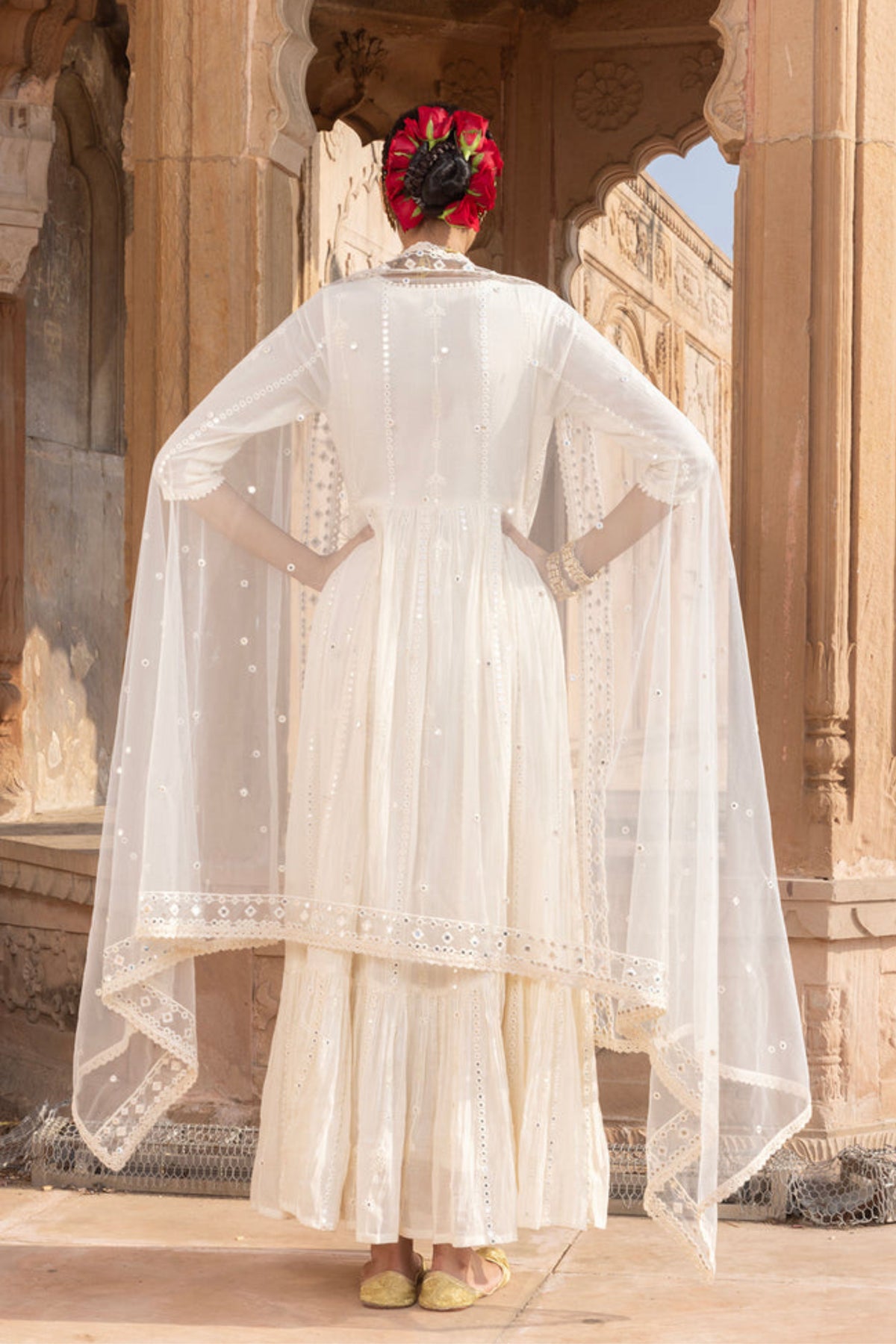 Criss Cross Anarkali With Dupatta