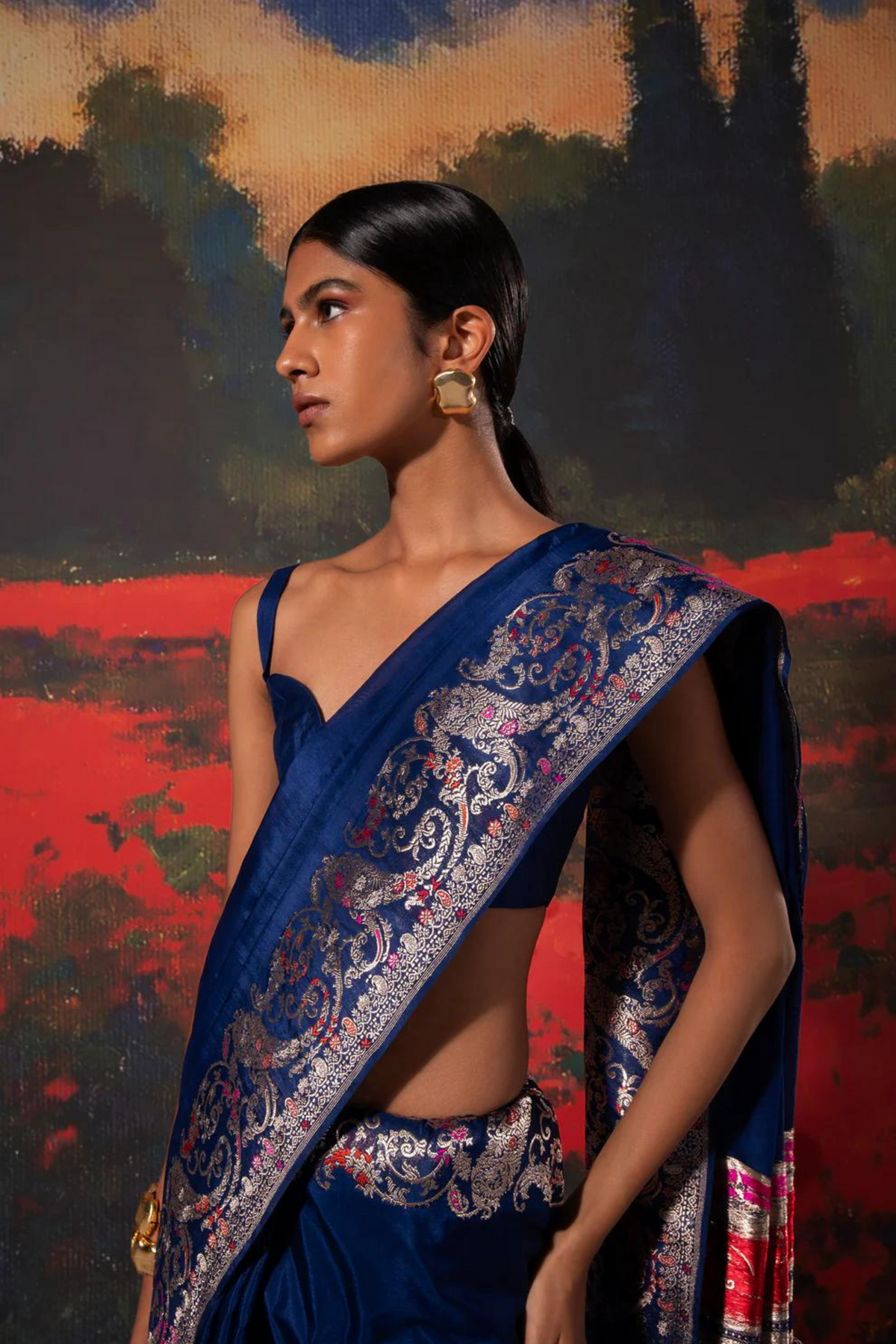 Handwoven Blue Silk Saree