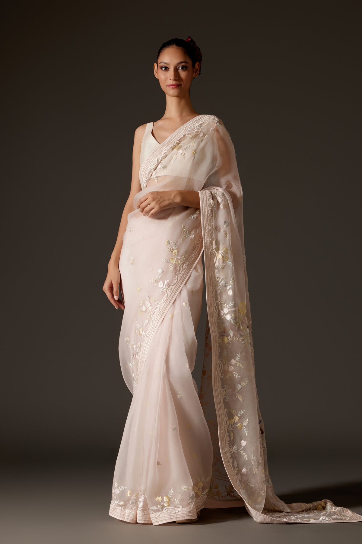 Powder Pink Organza Saree