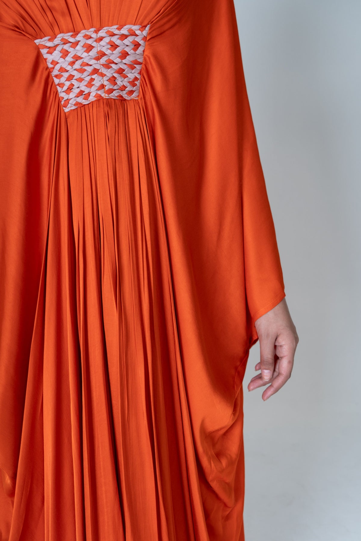 Orange-pink Braided Long Kaftan