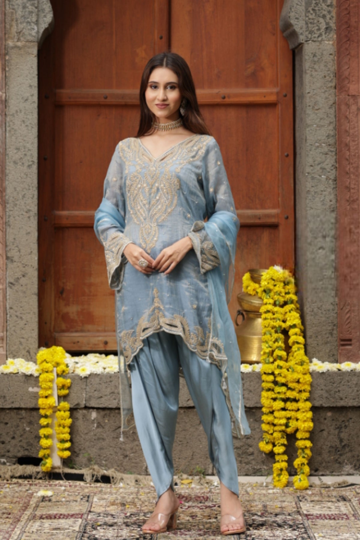 Blue Kurta Dhoti Set