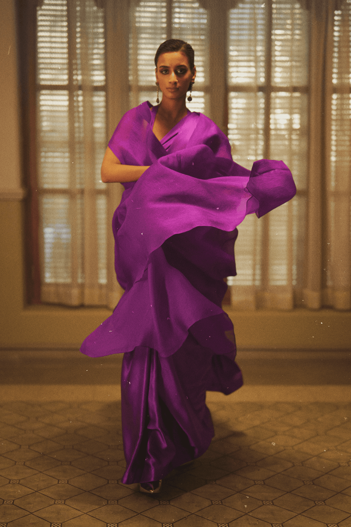 Handwoven Electtric Purple Satin Saree