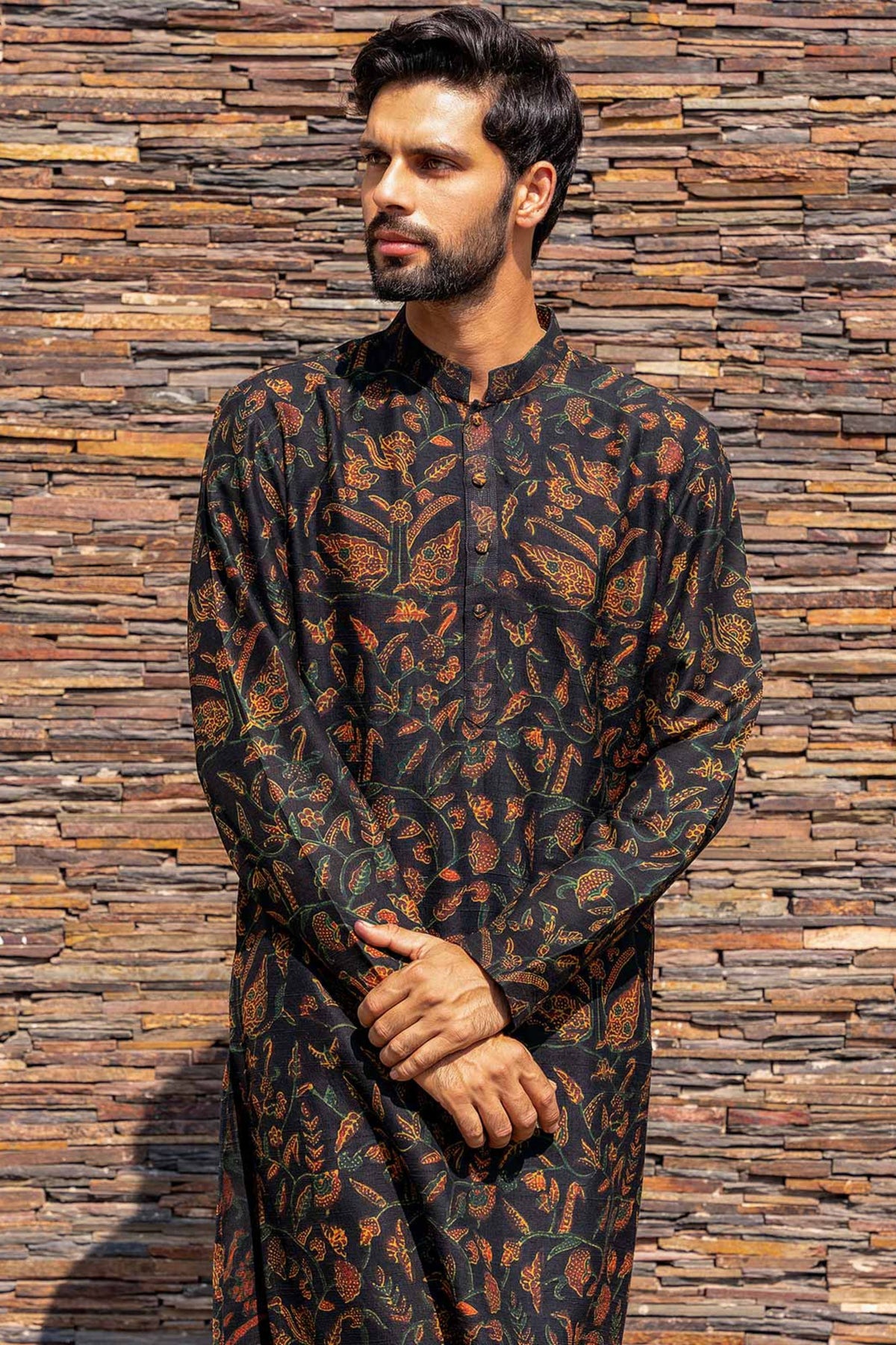 Black Printed Kurta Set