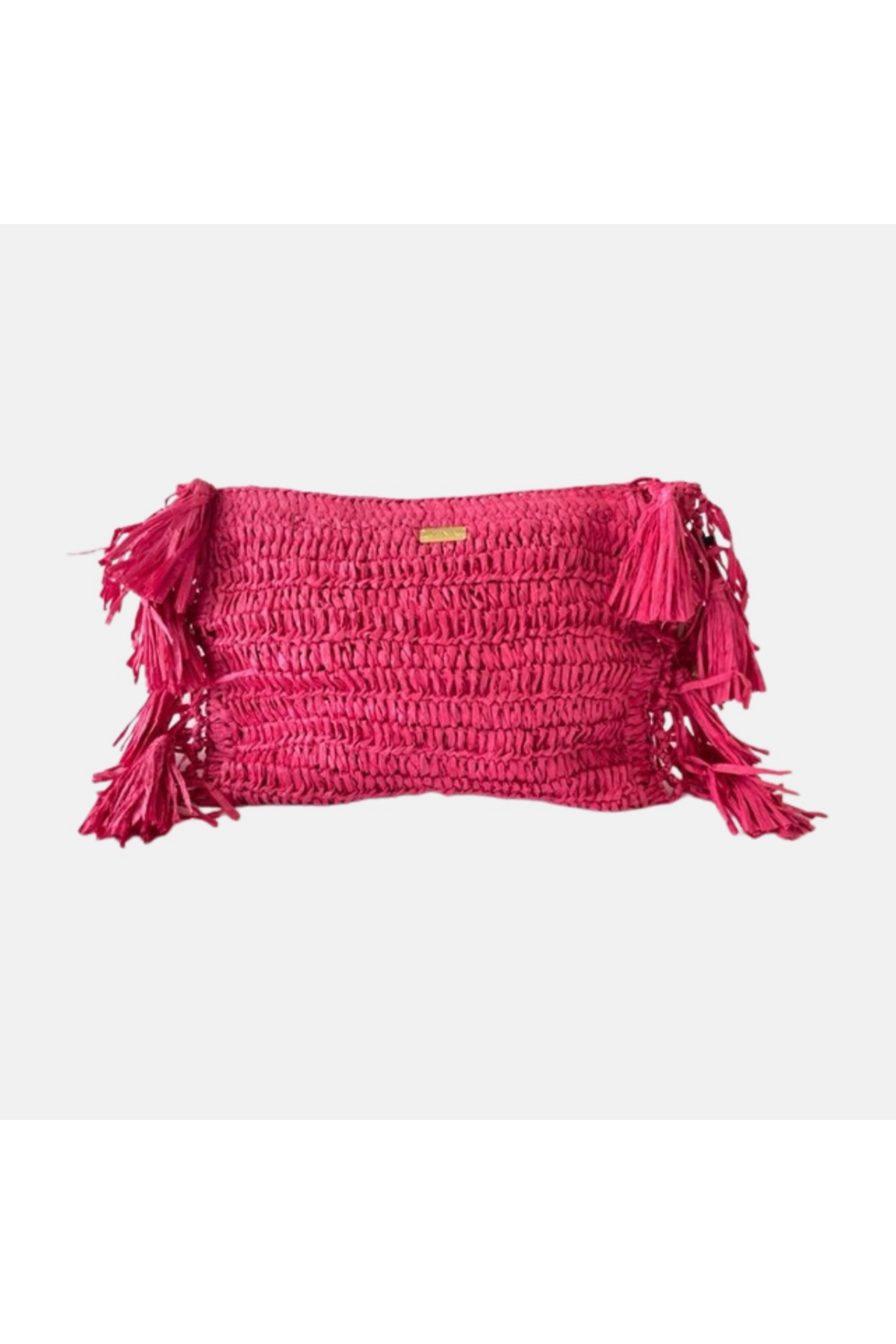 Raffia Clutch With Tassels