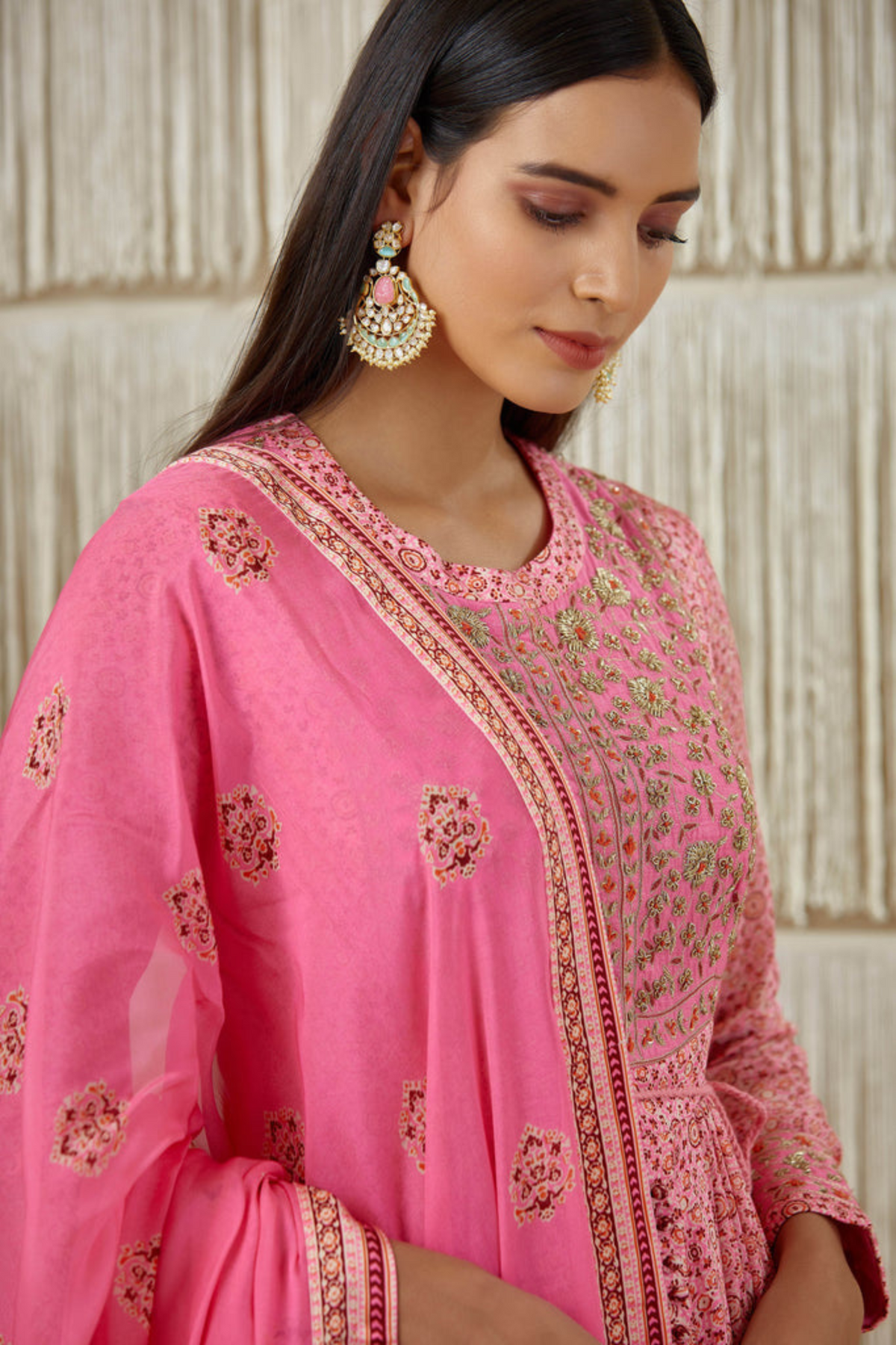 Pink anarkali set