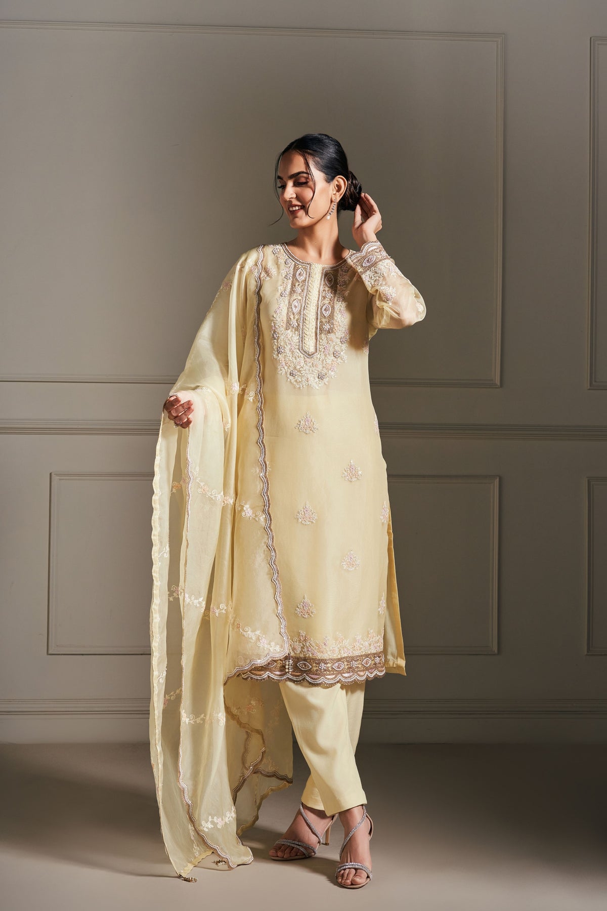 Ethereal Yellow Embellished Kurta Set