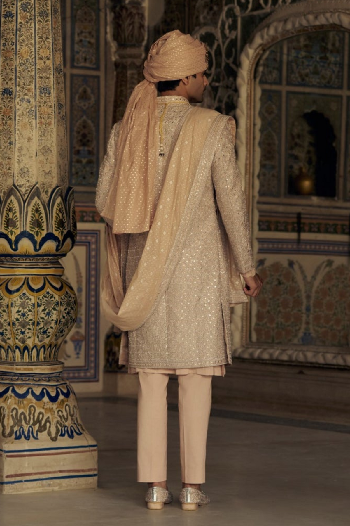 Peach Sherwani Set