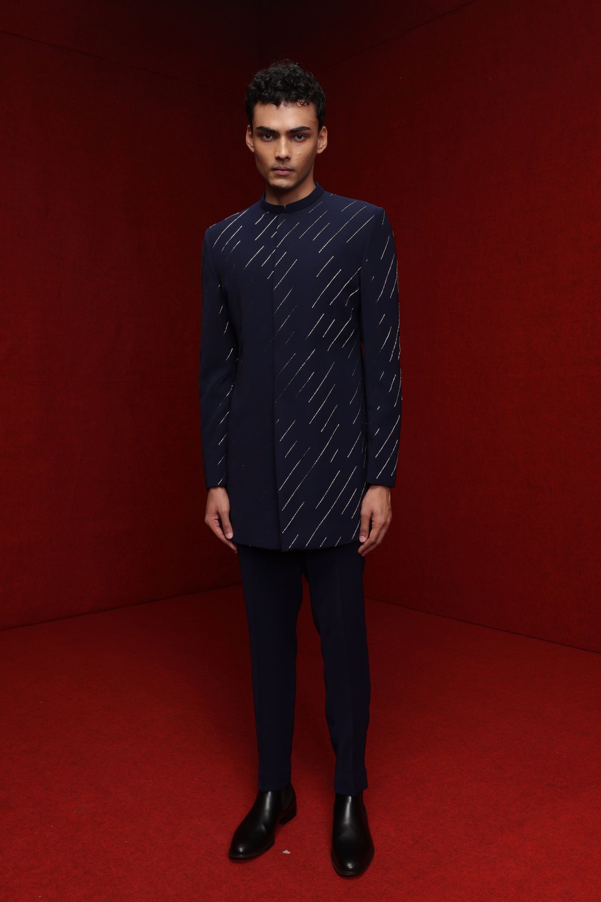 Navy Blue Bandhgala With Pant