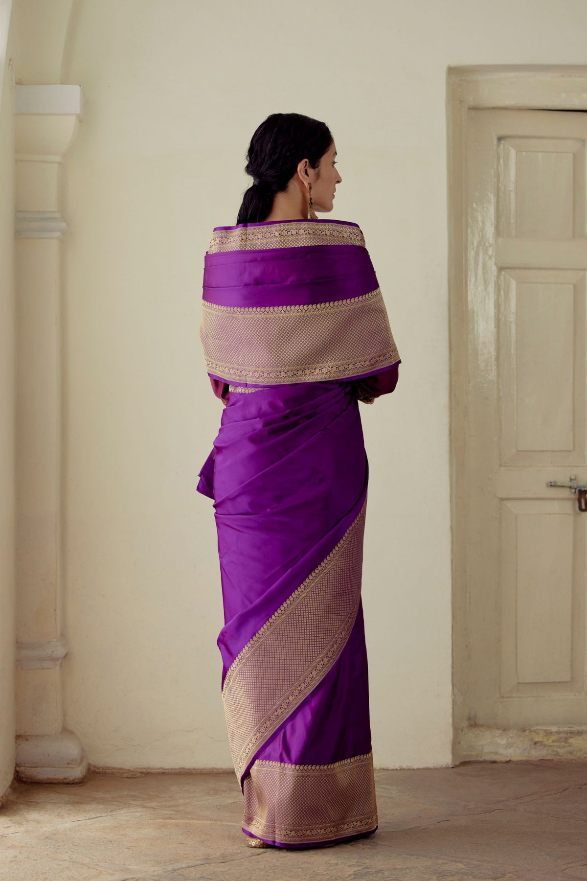 Sayja Satin Silk Burgandy Saree