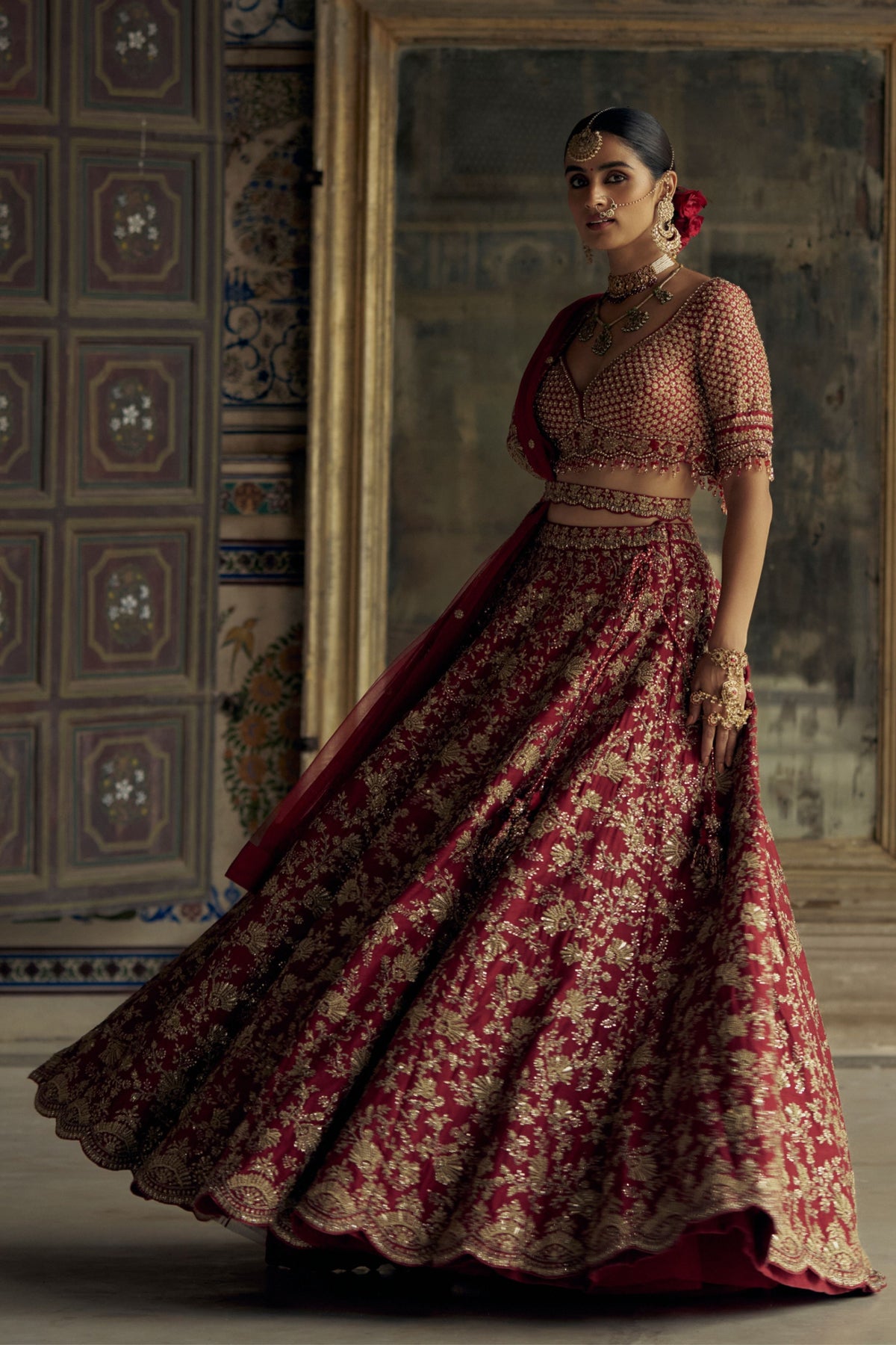 Deep Red Lehenga Choli Set