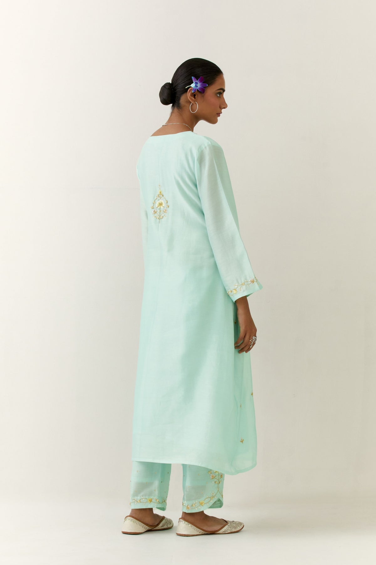 Mint Blue Hand Embroidered Kurta