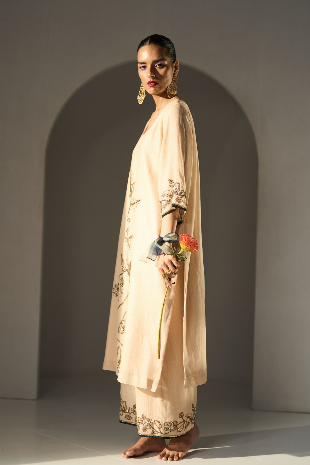 Cream Basant Kurta