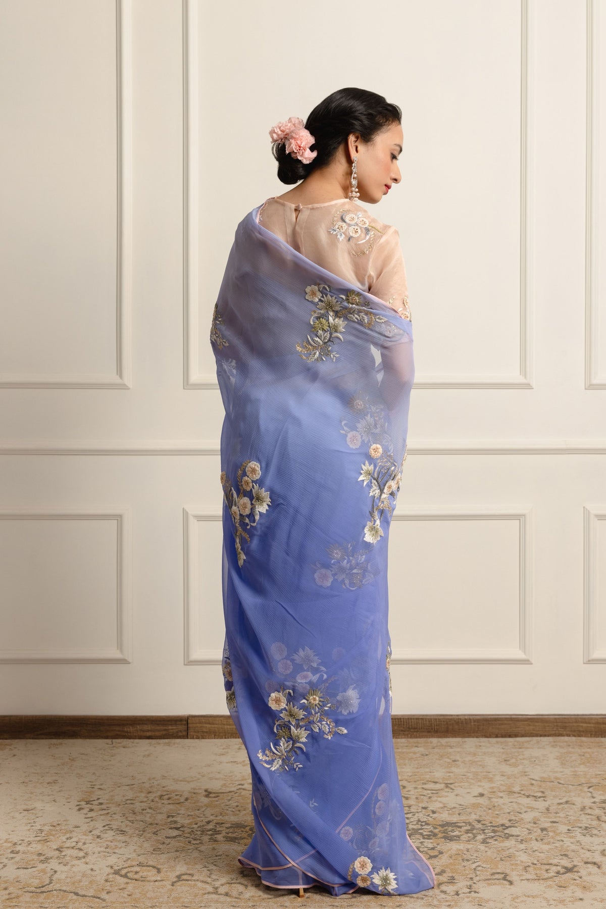 Lydia Periwrinkle Chiffon Saree