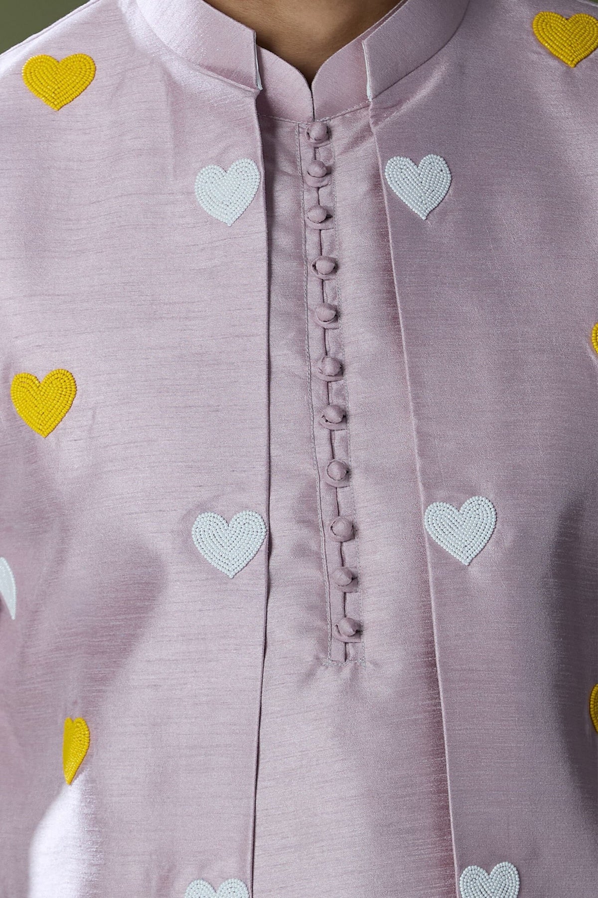 Lilac Embroidered Nehru Jacket Set